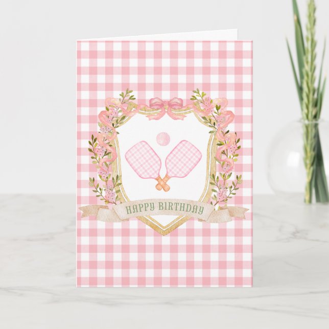 Cartão de Aniversário Feliz Pickleball Pink Pickle (Frente)