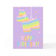 Cartão de Aniversário Feliz Pinata Pastel