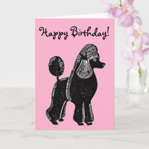 Cartão de Aniversário Feliz Pink de Poodle Padrão