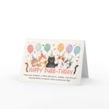 Cartão de Aniversário Feliz Purr-aniversário Amant