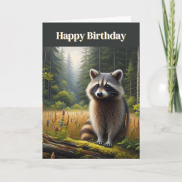 Cartão de Aniversário Feliz Raccoon
