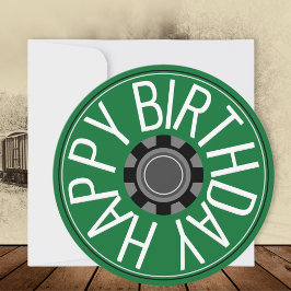 Cartão de Aniversário Feliz Rodas de Trem Steampun