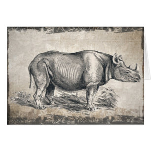 Cartão de Aniversário Feliz Sepia Rhino Ilustrado