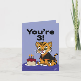 Cartão de aniversário Feliz Tigrezinho de 3 anos