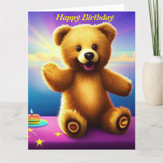 Cartão de Aniversário Feliz Urso de Pelúcia