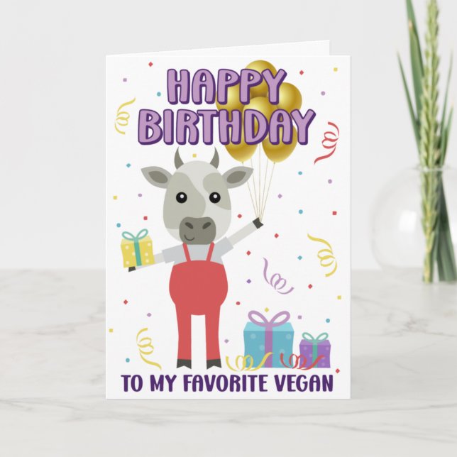 Cartão de Aniversário Feliz Vegan (Frente)