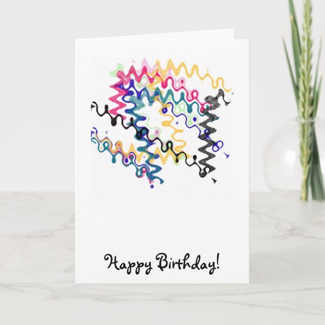 Cartão de Aniversário Feliz Zigzags (Frente)