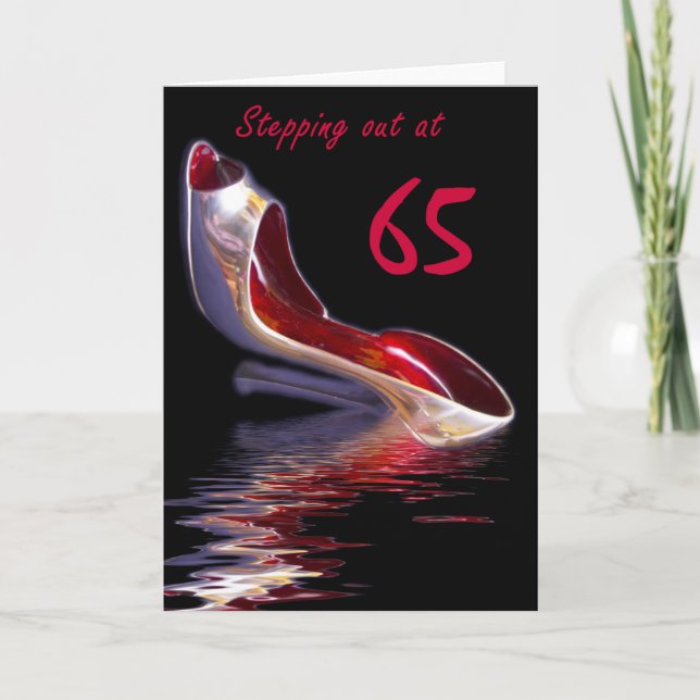 Cartão de Aniversário feminino Stilletto 65 (Frente)