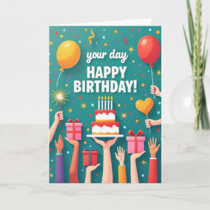 Cartão de Aniversário Festivo