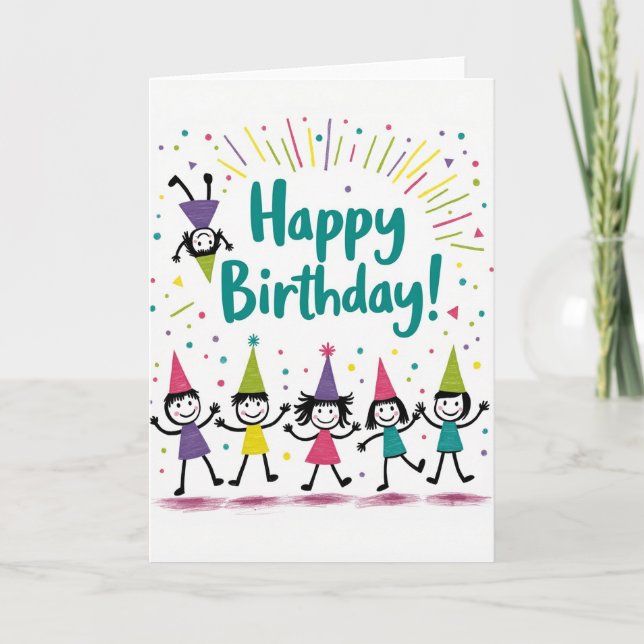 Cartão de Aniversário Figuras Dançantes (Frente)