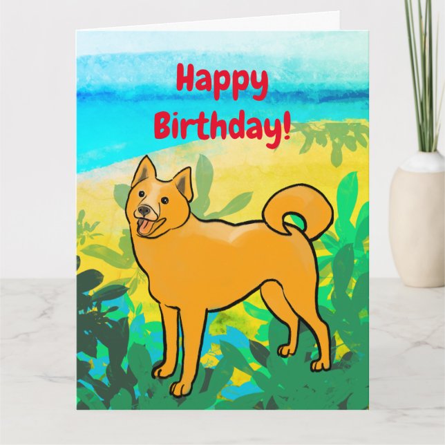 cartão de aniversário finlandês spitz (Frente)