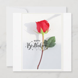 Cartão de Aniversário Flat Clássico com Rosa Verme
