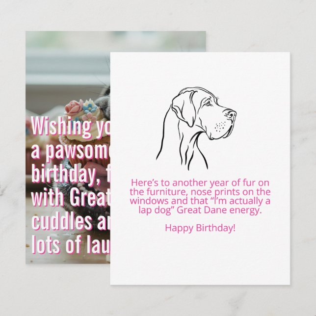 Cartão de aniversário Flat Great Dane (Frente/Verso)