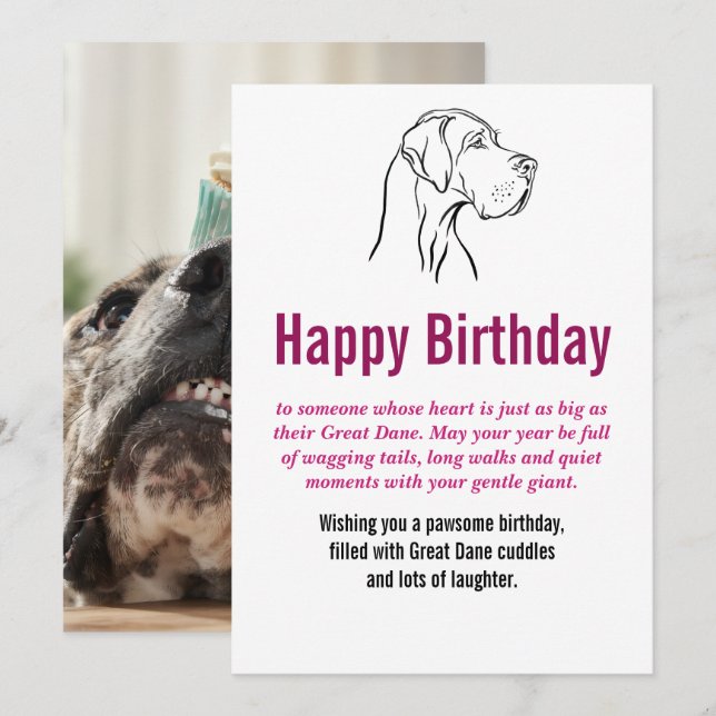 Cartão de aniversário Flat Great Dane (Frente/Verso)