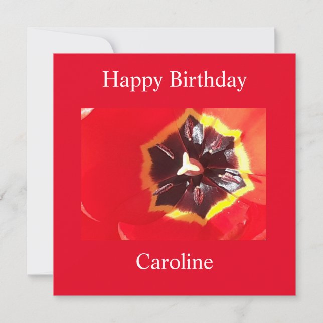 Cartão de Aniversário Flat Tulip Vermelho Escarlat (Frente)