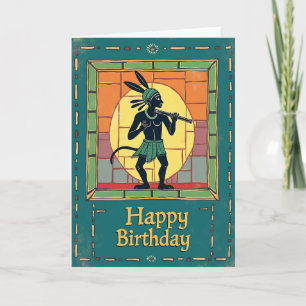 Cartão de Aniversário Flauta Dourada