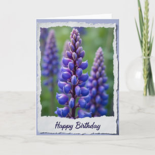Cartão de Aniversário Flor Azul Alegre