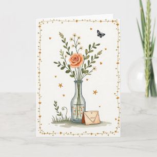 Cartão de Aniversário Flor de Borboleta