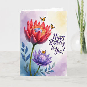 Cartão de Aniversário Flor de Borboleta