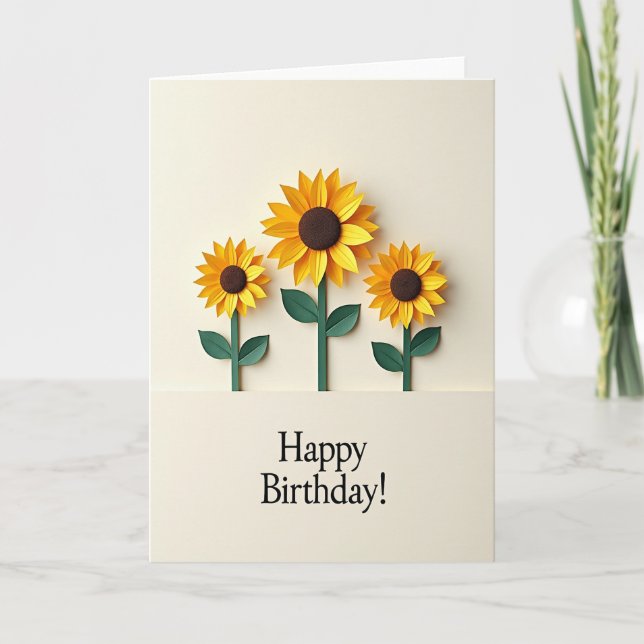 Cartão de Aniversário Flor de Corte de Papel (Frente)