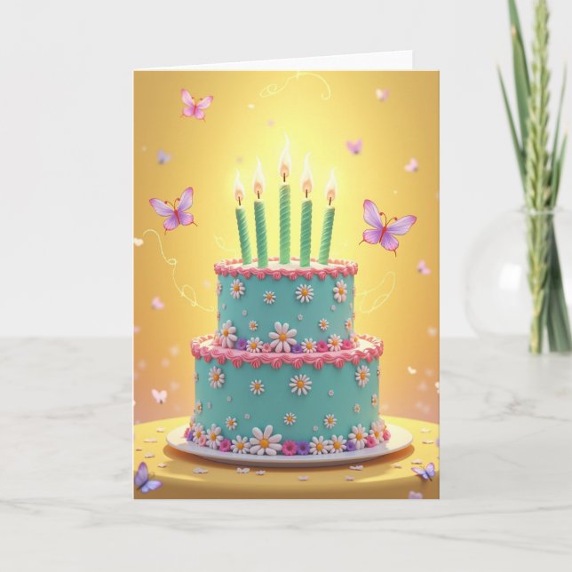 Cartão de Aniversário Flor de Hortelã (Frente)