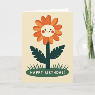 Cartão de Aniversário Flor de Laranja Alegre