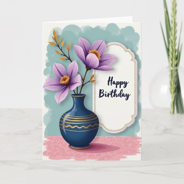 Cartão de Aniversário Flor de Lavanda (Frente)