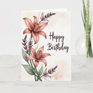 Cartão de Aniversário Flor de Lírio