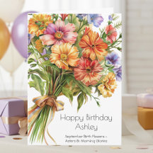 Cartão de Aniversário Flor de Nascimento de Setemb