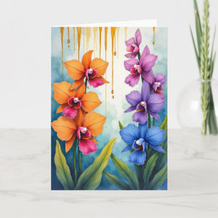 Cartão de Aniversário Flor de Orquídea