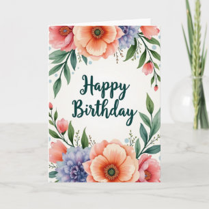 Cartão de Aniversário Flor de Pintura