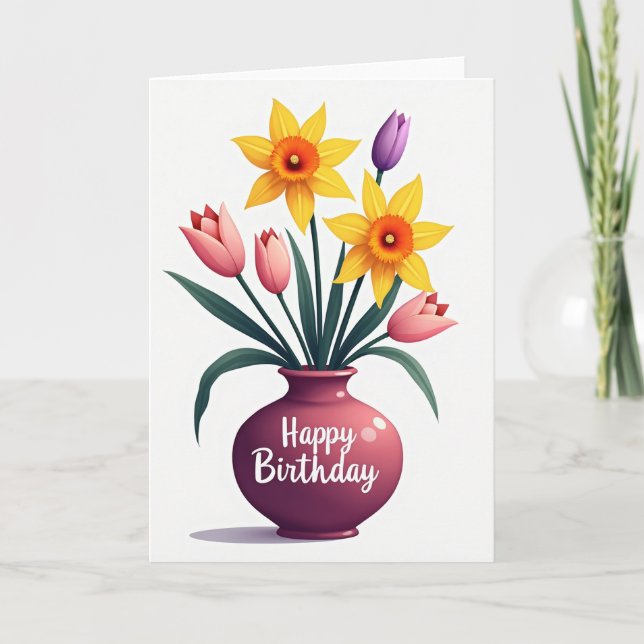 Cartão de Aniversário Flor de Primavera (Frente)