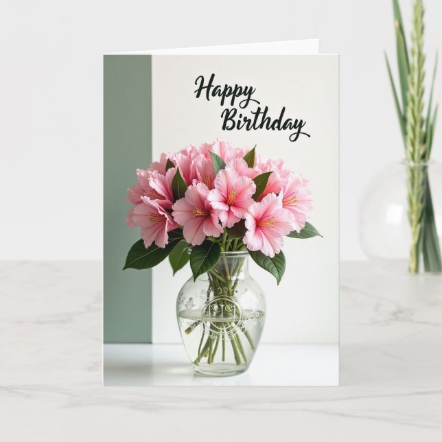 Cartão de Aniversário Flor de Rosa Doce (Frente)