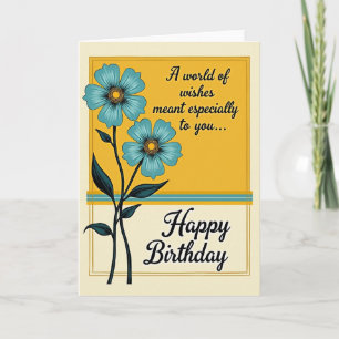 Cartão de Aniversário Flor de Teal
