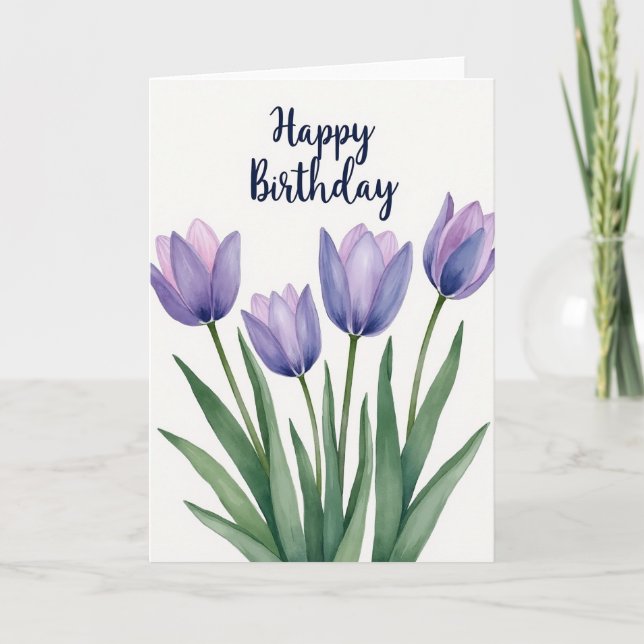 Cartão de Aniversário Flor de Violeta Doce (Frente)