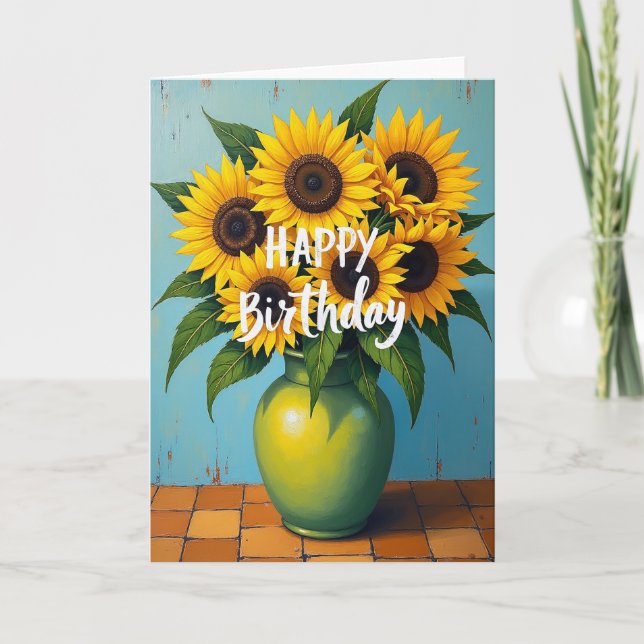 Cartão de Aniversário Flor Iluminada pelo Sol (Frente)