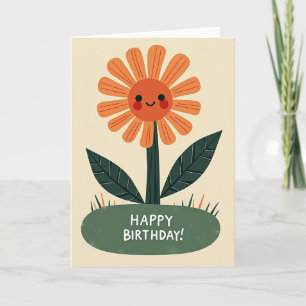 Cartão de Aniversário Flor Sorridente
