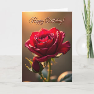 Cartão de Aniversário Flor Vermelha Alegre