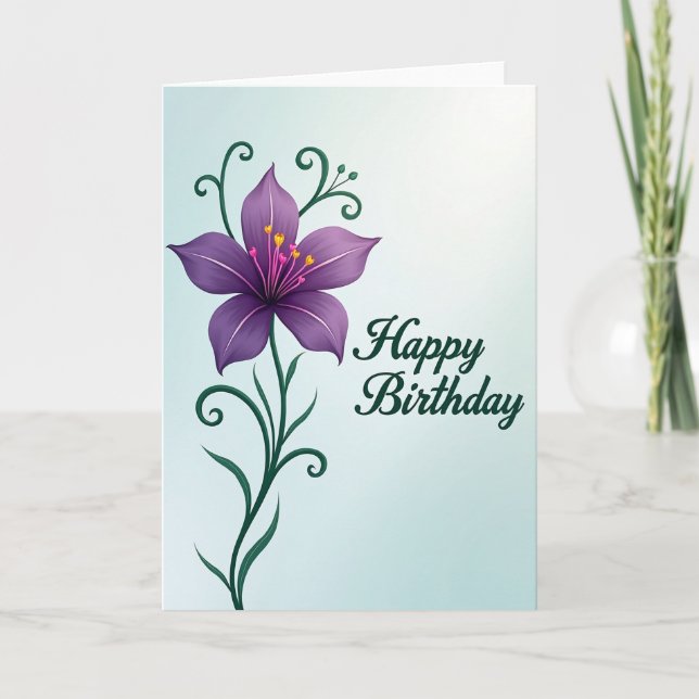 Cartão de Aniversário Flor Violeta (Frente)