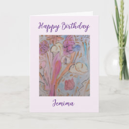 Cartão de Aniversário Floral abstrato Pastel