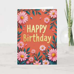 Cartão de Aniversário Floral Alegre