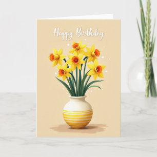 Cartão de Aniversário Floral Amarelo Alegre