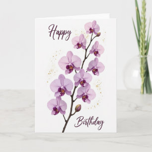 Cartão de Aniversário Floral Ameixa Alegre