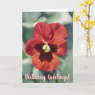 Cartão de Aniversário Floral Arte Flor de Pensamen