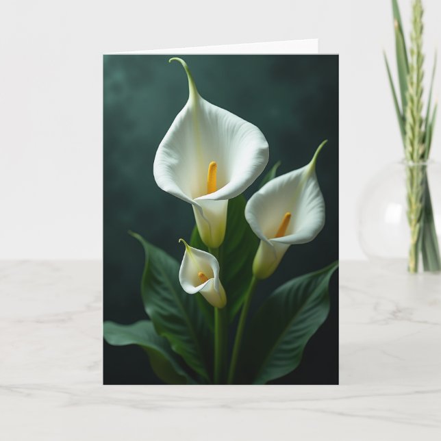 Cartão de Aniversário Floral Branco (Frente)
