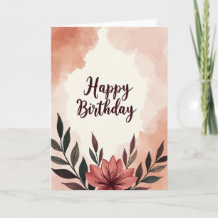 Cartão de Aniversário Floral Carmesim
