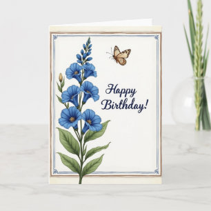Cartão de Aniversário Floral Cerúleo