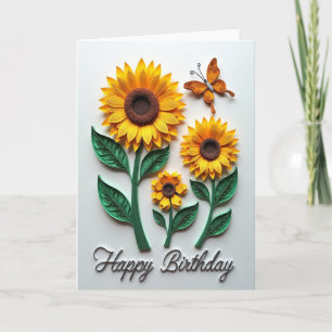Cartão de aniversário floral com filigrana doce