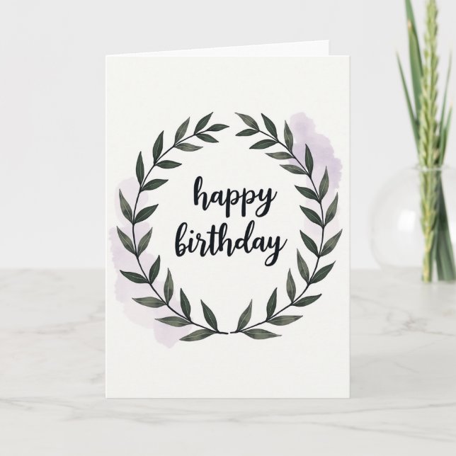 Cartão de Aniversário Floral com Texto (Frente)