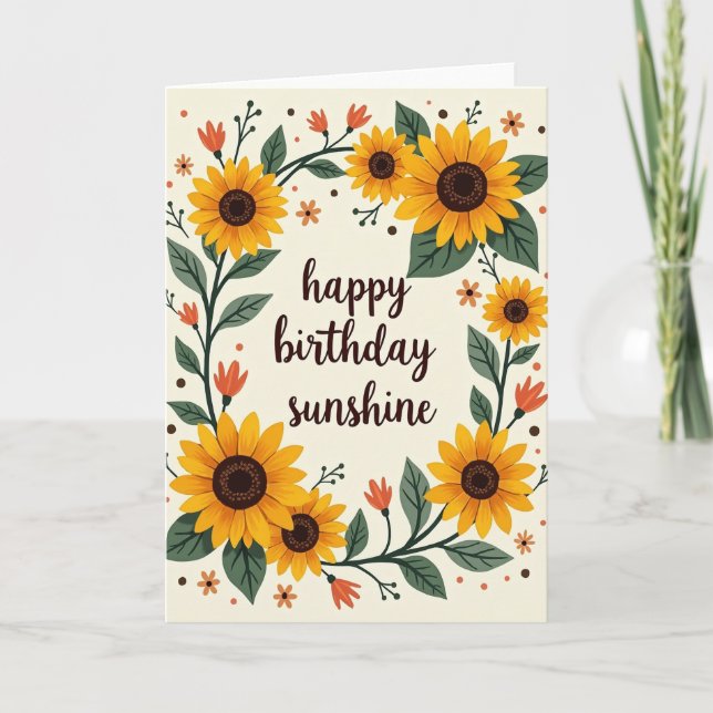 Cartão de Aniversário Floral Coroa (Frente)